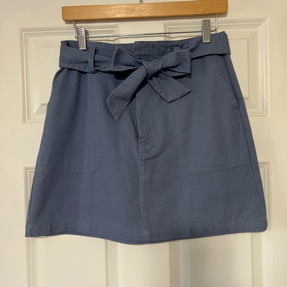 Francesca's Collections Blue Mini Skirt with Bow
